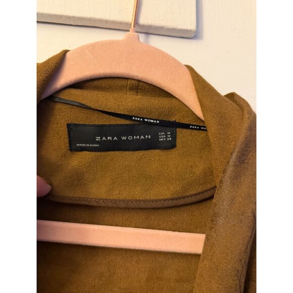 zara woman suede tan leather moto jacket super soft sz medium - Picture 5 of 5